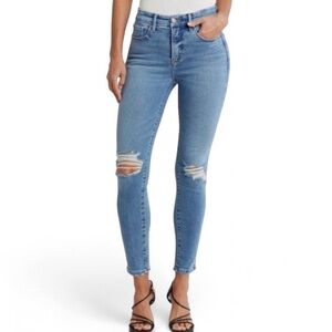Good American Good Legs Crop Blue Distressed Skinny Jeans